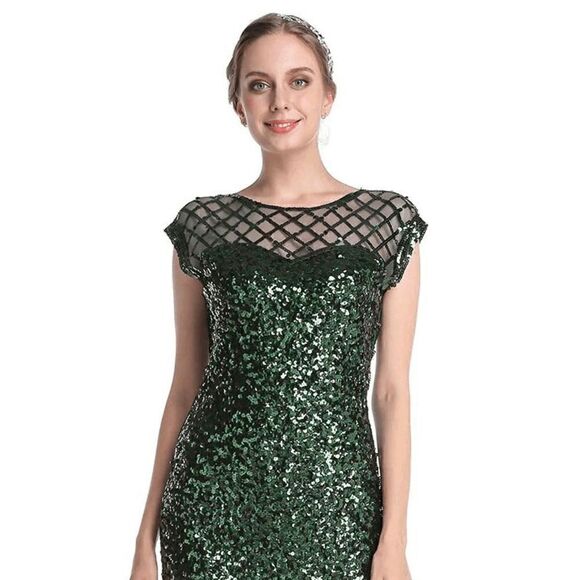 1920s Flapper Great Gatsby Vintage Retro Tassel Fringe Sequin Dress SIZE S NEW - Picture 4 of 12